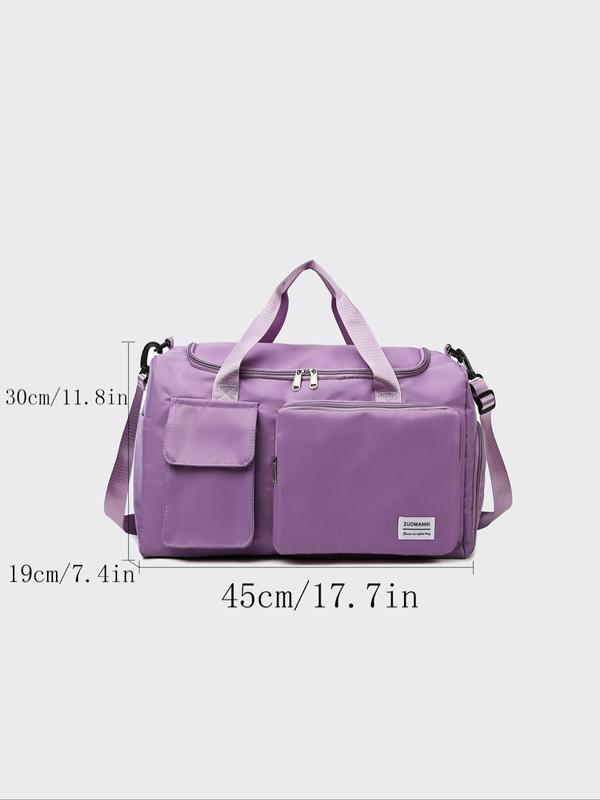 Casual Large Capacity Zipper Travel Bag, Trendy Personalized Patch Design Handheld Commuter Bag, Short-distance Business Trip Travel Portable Bag