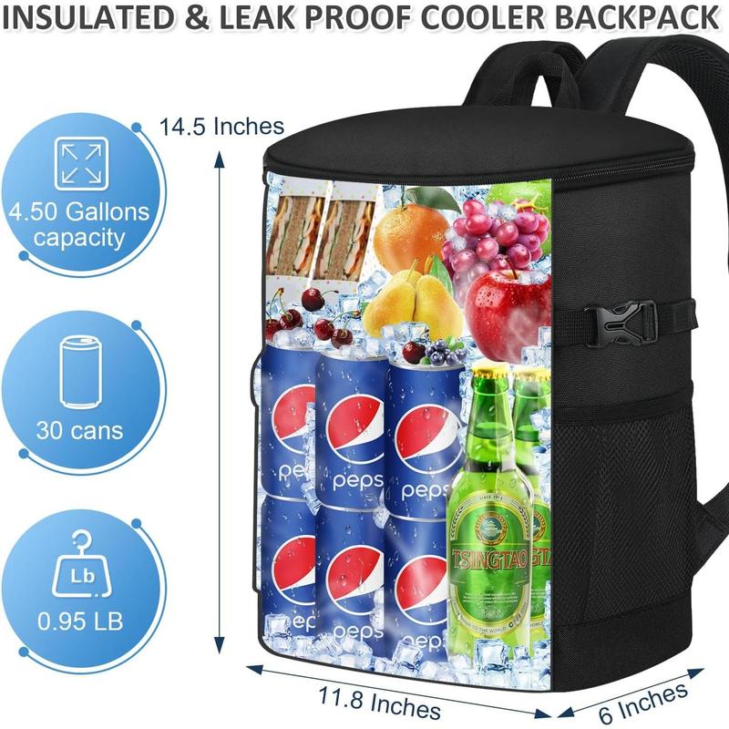 Cooler Backpack Insulated Waterproof 30 Cans, Ice Chest Backpack Cooler for Men Women Leak Proof Soft Side Camping Beach Hiking Fishing Lunch Picnic Kayaking Cooler Bag