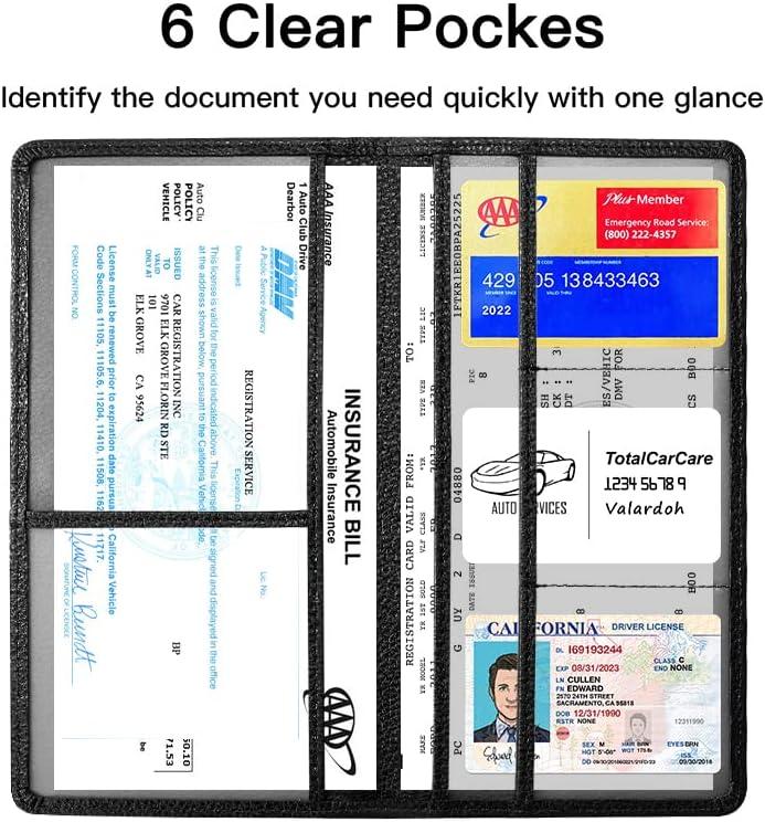 Premium Black Car Registration and Insurance Card Holder - Driver License Document Holder