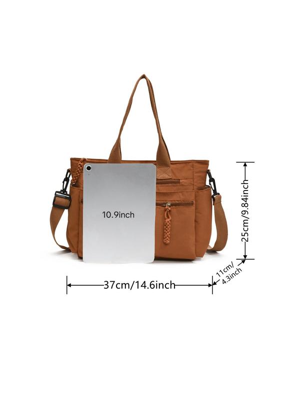 Women's Solid Color Tote Bag, Fashionable Large Capacity Shoulder Bag for Work & Daily Used, Casual Trendy Versatile High-quality Daily Commuting Bag