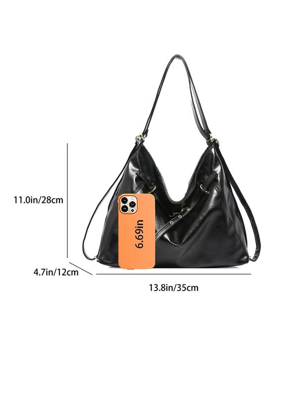 Women's Solid Color Belted Tote Bag, Fashionable Large Capacity Shoulder Bag for Work & Daily Used, Casual Trendy Versatile High-quality Daily Commuting Bag