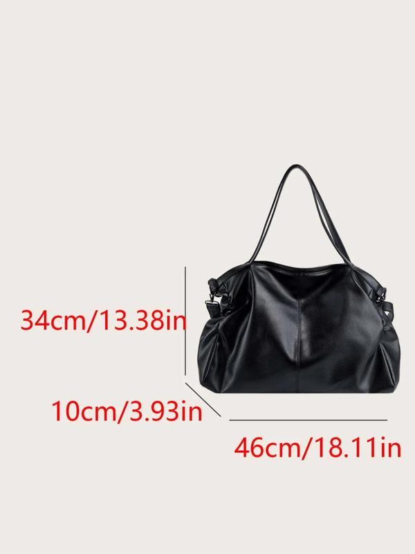 Women's Solid Color Soft Pu Leather Shoulder Bag, Fashionable Large Capacity Crossbody Bag for Daily Used, Casual Trendy Versatile High-quality Daily Commuting Bag