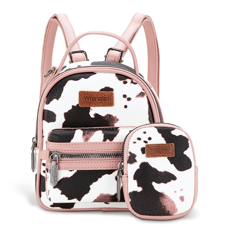 Wrangler [MegaLive] 2024 Fall New Style Moo Moo Cow Print Mini Backpack for Women with Change Purse