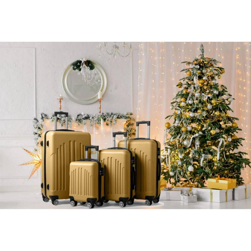 Zimtown 4 Piece Luggage Set, ABS Hard Shell Suitcase Luggage Sets Double Wheels with TSA Lock, Mustard Yellow