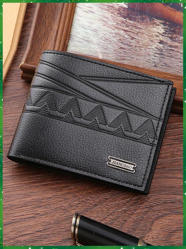 Men's Simple Plain Embossed Pu Leather Short Wallet,  Casual Business Multi Card Slots Card Holder, Fashion All-match Large Capacity Money Clip Card Organizer for Daily Life