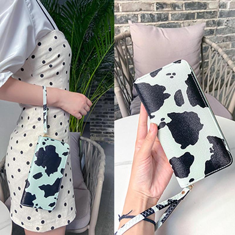 Fashion Cow Print Wallet Elegant Long Card Holder Coin Purse Clutch Wallets for Girls Ladies