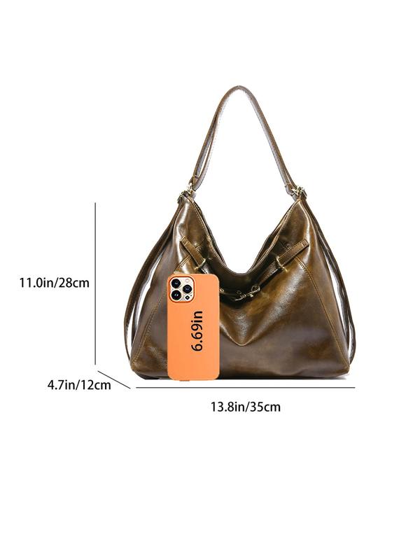 Women's Solid Color Belted Tote Bag, Fashionable Large Capacity Shoulder Bag for Work & Daily Used, Casual Trendy Versatile High-quality Daily Commuting Bag