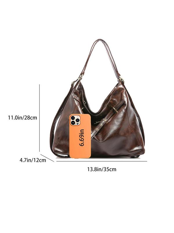 Women's Solid Color Belted Tote Bag, Fashionable Large Capacity Shoulder Bag for Work & Daily Used, Casual Trendy Versatile High-quality Daily Commuting Bag