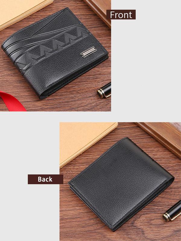 Men's Simple Plain Embossed Pu Leather Short Wallet,  Casual Business Multi Card Slots Card Holder, Fashion All-match Large Capacity Money Clip Card Organizer for Daily Life