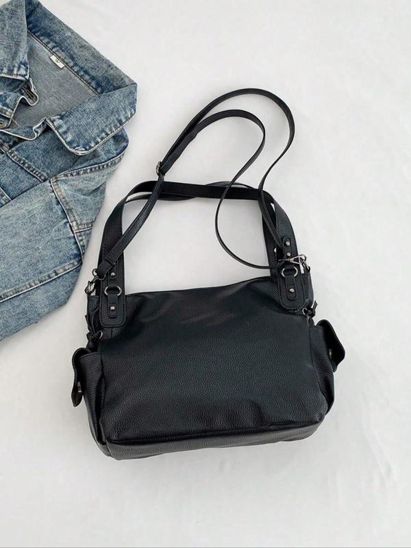 Fashionable Y2k Style Cross Decor Shoulder Bag, New Fashion Multi-pocket Design Large Capacity Underarm Bag, Stylish All-match Crossbody Bag for Women, Work Bag