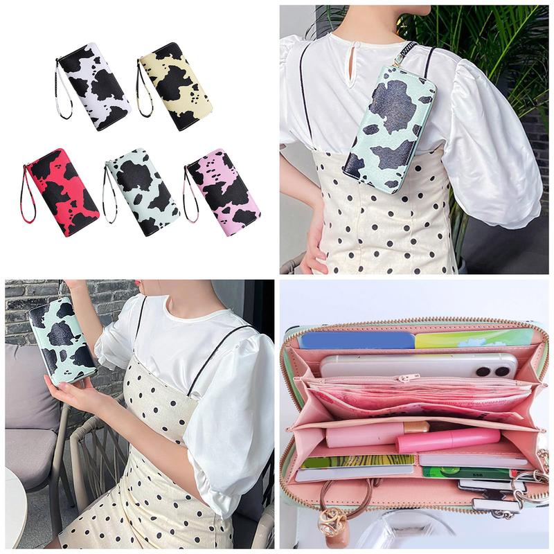 Fashion Cow Print Wallet Elegant Long Card Holder Coin Purse Clutch Wallets for Girls Ladies