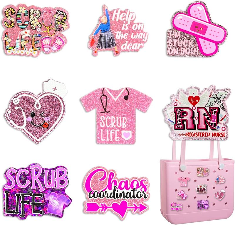 Bling Bag Charms for Bogg BagCute  Nurse Life Charms for Bogg Bag AccessoriesCompatible with Simply Southern Beach ToteNurse Women Girls