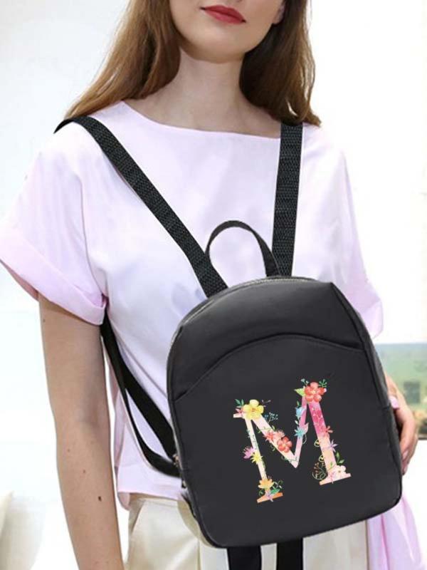 Fashion Flower & Letter Print Backpack, Casual Lightweight Backpack for Working, Dating, Party, Shopping, 2024 New Style Outdoor Travel Sports Hiking School Bag for Women