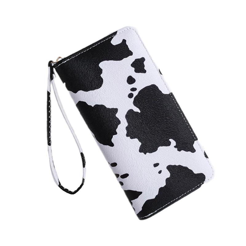 Fashion Cow Print Wallet Elegant Long Card Holder Coin Purse Clutch Wallets for Girls Ladies