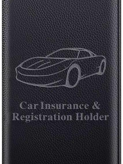 Premium Black Car Registration and Insurance Card Holder - Driver License Document Holder