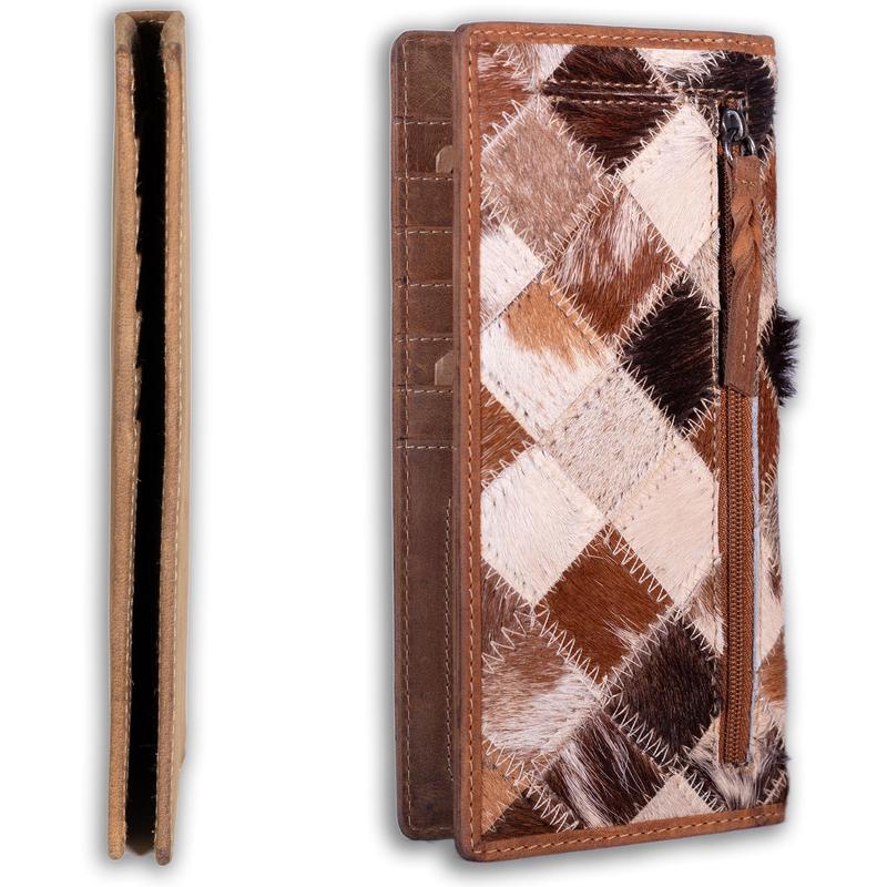 Patchwork Long Wallet with Multiple Card Slots UC Leather