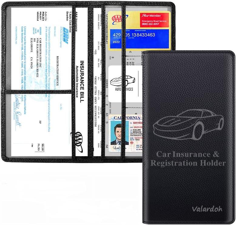 Premium Black Car Registration and Insurance Card Holder - Driver License Document Holder