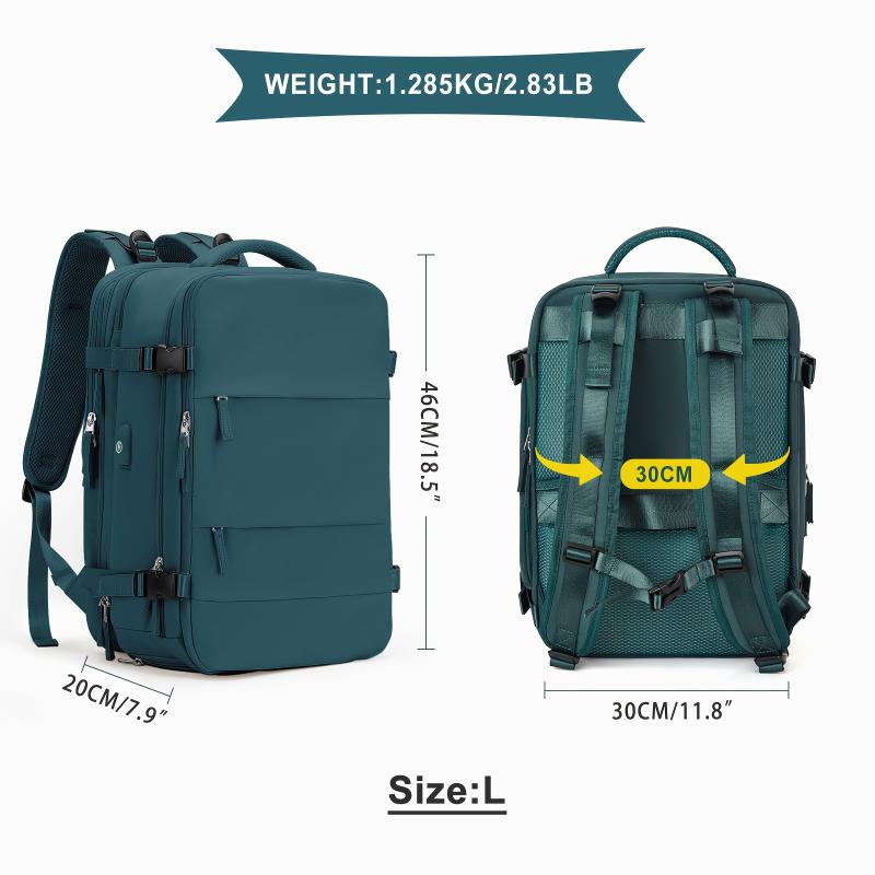 Flight Approved Multi Pocket Carry On Travel Backpack with Waterproof Laptop, Shoe Compartment, and Gym Bag Features