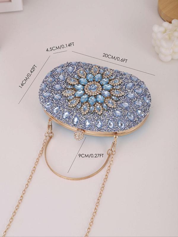 Women's Elegant Rhinestone Decorated Evening Bag, Exquisite Trendy Clutch Bag, Fashionable Bag for Party Decoration