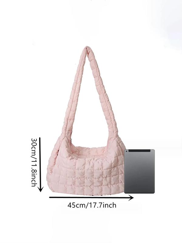 Women's Solid Color Quilted Puffer Design Crossbody Bag, Fashionable Large Capacity Shoulder Bag for Daily Used, Casual Trendy Versatile High-quality Daily Commuting Bag