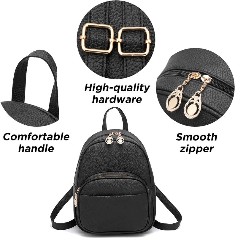 Mini Backpack for Women Girls Leather Backpack Purse Casual Small Daypack Bag with Pockets