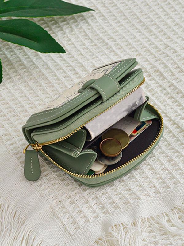 Women's Cute Plants Pattern Zipper Coin Purse, Fashionable PU Leather Coin Purse for Daily Used, Casual Trendy Versatile High-quality Daily Commuting Wallet