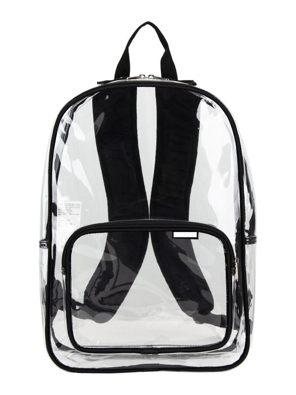 Spark Clear Backpack, Black - Large Main Compartment & Front Zipper Pocket