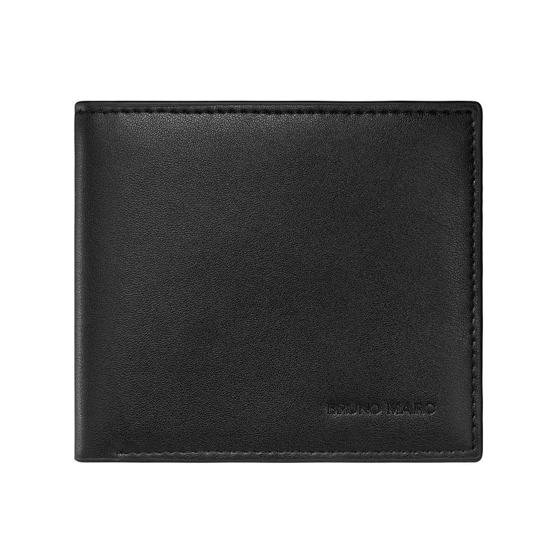 Bruno Marc Men's Wallets Bifold Microfiber Leather RFID Blocking Slim Thin Wallet with Attached Flip Pocket Black