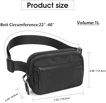 Fanny Packs for Women Men, Belt Bag with 4 Zipper Pockets, Fashion Waist Packs, Lightweight Crossbody Bags with Adjustable Strap for Workout Running Hiking