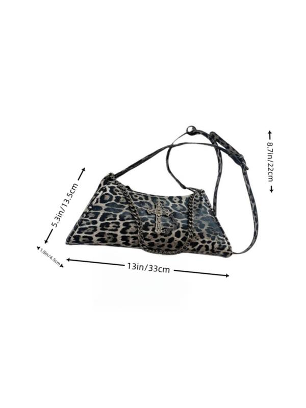 Fashion Leopard Pattern Criss Cross Design Crossbody Bag for Women, Casual Pu Leather Zipper Shoulder Bag,  Crossbody Purses 2024, Trendy Versatile Commuting Bag, Girl Fashionable Bag