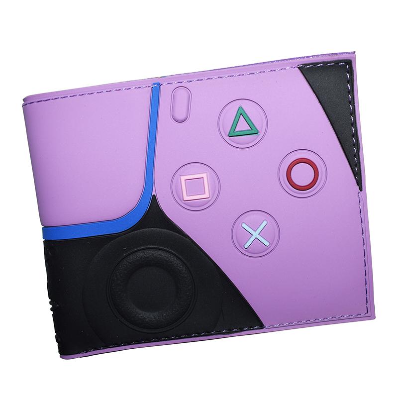 7 Color Game Controller Design Wallet PVC Short Purse with Zipper Coin Pocket for Game Cosplay