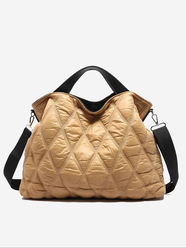 Women's Padded Quilted Design Tote Bag, 2024 New Style Fashionable Shoulder Bag for Daily Used, Casual Trendy Versatile High-quality Daily Commuting Bag