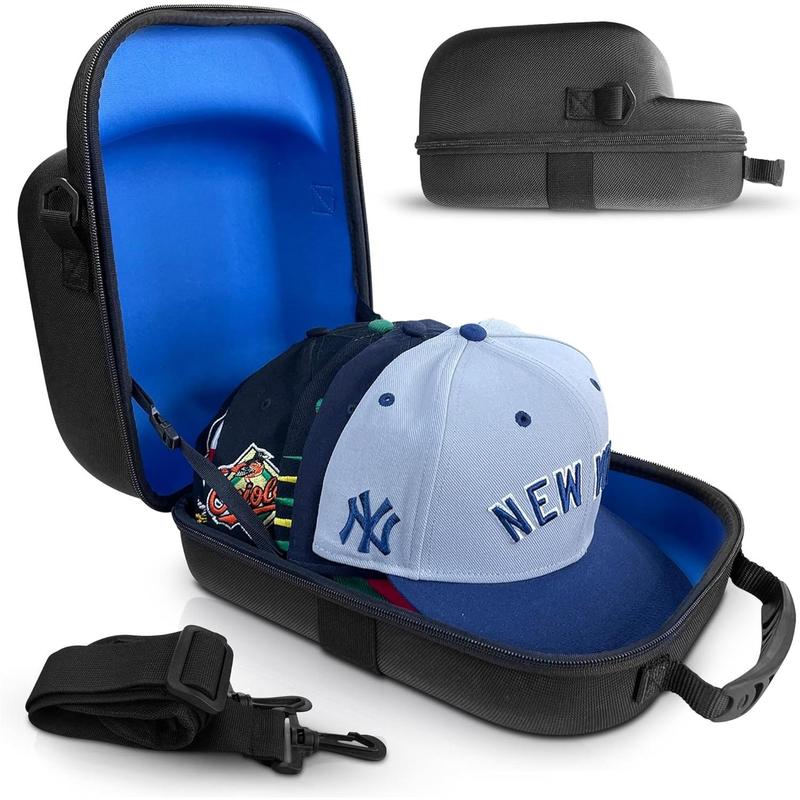 Hat Travel Case - For Cap Organizer durable Hard Hat holder This Hat Carrier fit 6 Baseball Cap With  Strap & Carry Handle deal for Travel & Home storage Hat organizer, black