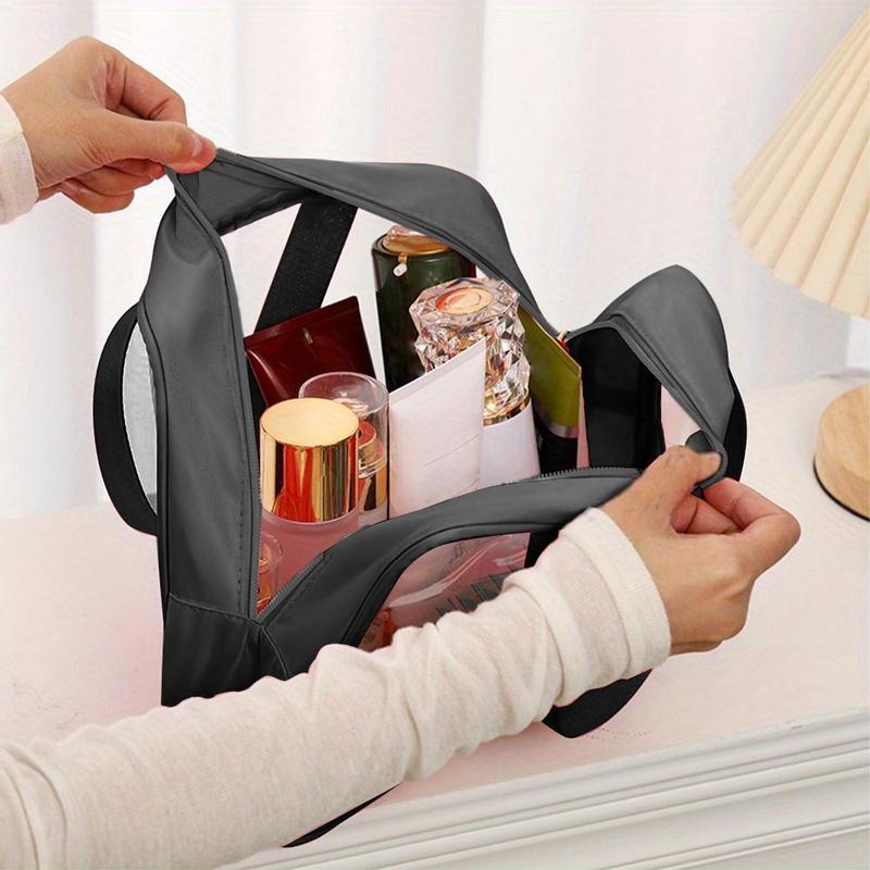 Letter Pattern Portable Makeup Bag, Waterproof Travel Cosmetics Skin Care Product Storage Bag, Makeup Tools Organizer for Women & Girls