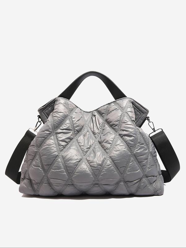 Women's Padded Quilted Design Tote Bag, 2024 New Style Fashionable Shoulder Bag for Daily Used, Casual Trendy Versatile High-quality Daily Commuting Bag