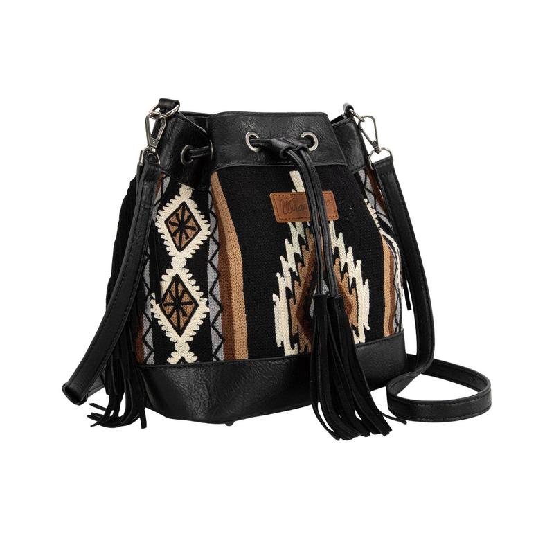 Wrangler Women's Daenerys Winter Southwestern Drawstring Crossbody Bag - Wg174-2029 Bk