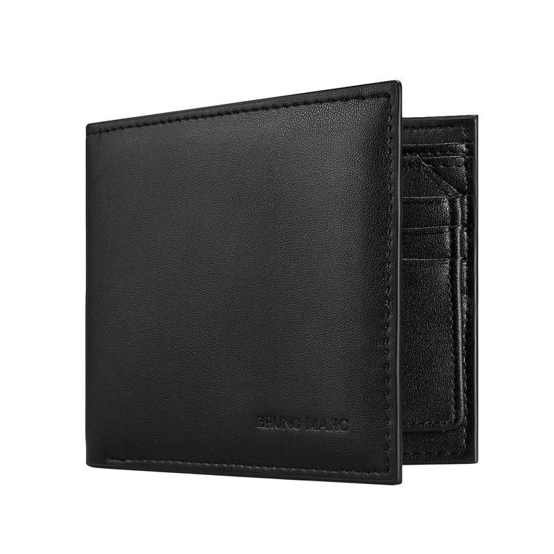 Bruno Marc Men's Wallets Bifold Microfiber Leather RFID Blocking Slim Thin Wallet with Attached Flip Pocket Black