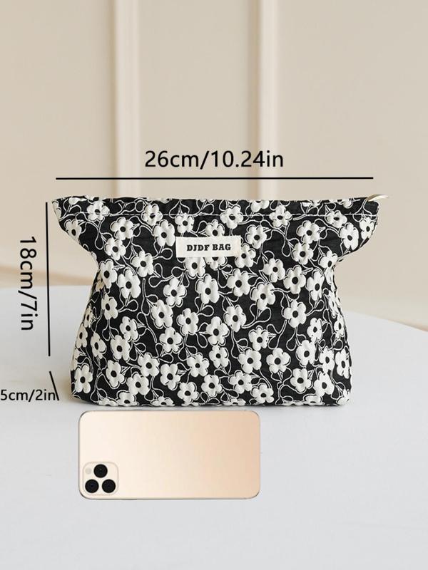 Floral Pattern Makeup Bag, Large Capacity Cosmetic Storage Bag, Zipper Makeup Organizer Pouch, Versatile Storage Bag for Travel & Daily Used