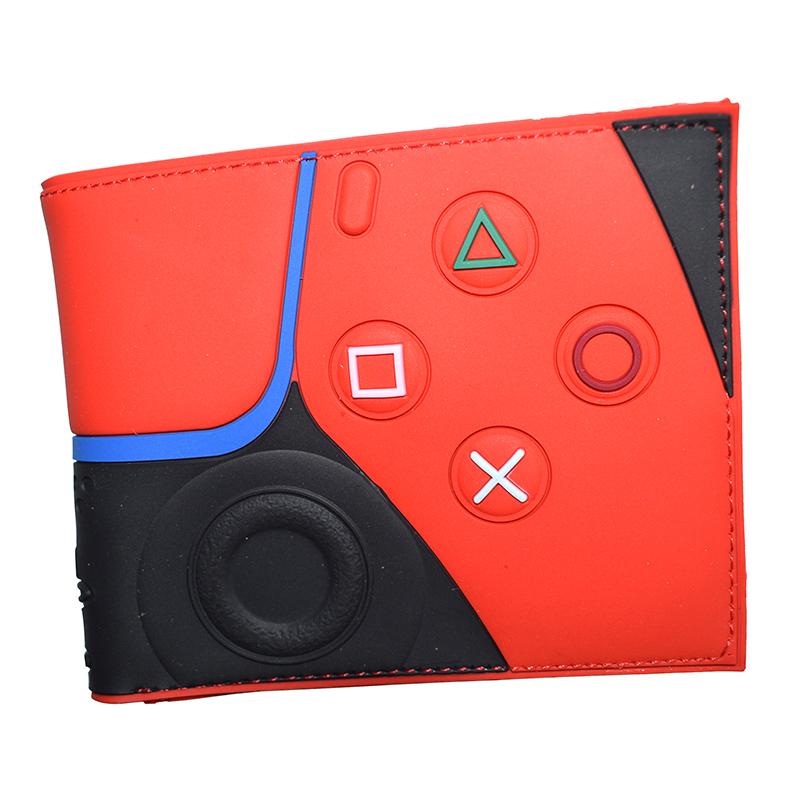 7 Color Game Controller Design Wallet PVC Short Purse with Zipper Coin Pocket for Game Cosplay