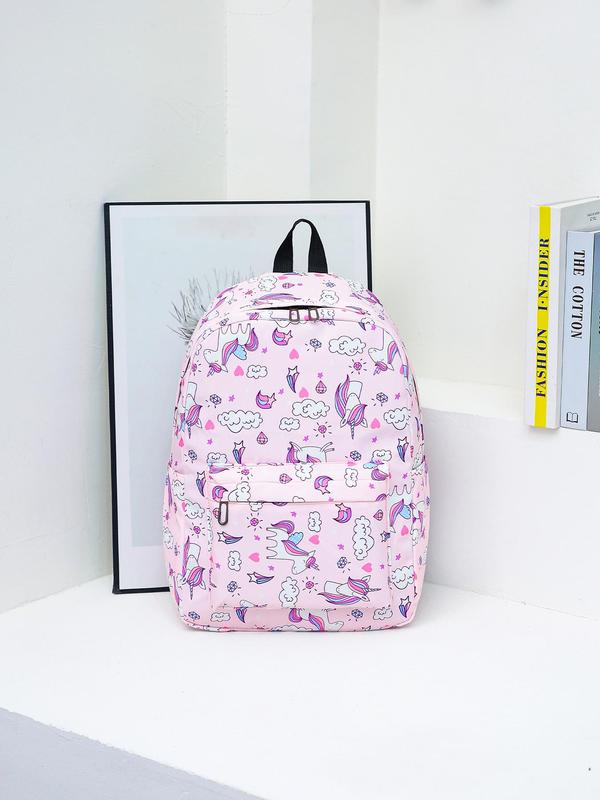 Cute Cartoon Pattern Backpack & Shoulder Bag & Pencil Case Set, Large Capacity Multi-pocket School Bag & Lunch Bag & Pencil Case, Fashionable Bag Set for Women