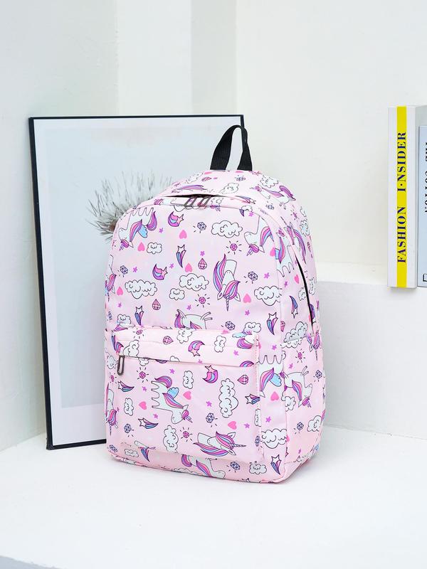 Cute Cartoon Pattern Backpack & Shoulder Bag & Pencil Case Set, Large Capacity Multi-pocket School Bag & Lunch Bag & Pencil Case, Fashionable Bag Set for Women