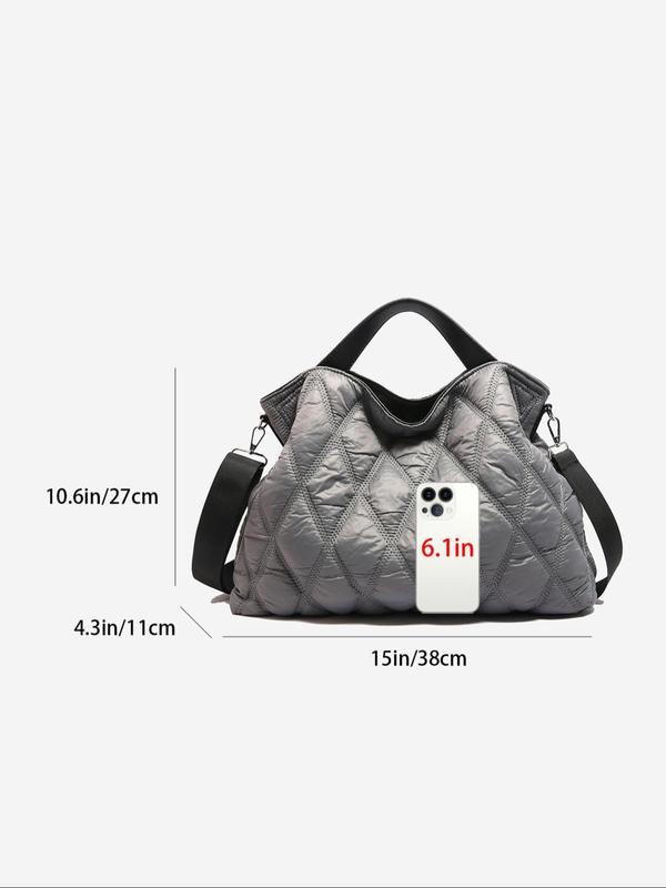 Women's Padded Quilted Design Tote Bag, 2024 New Style Fashionable Shoulder Bag for Daily Used, Casual Trendy Versatile High-quality Daily Commuting Bag