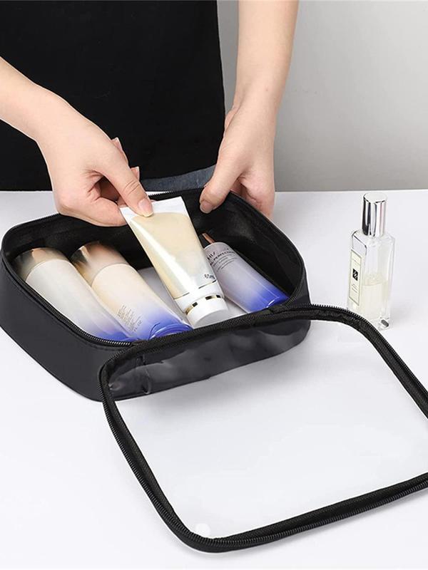 Simple Design Transparent Travel Toiletry Bag, Large Capacity Clear Cosmetic Bag, Portable Toiletry Bag for Daily Used & Travel