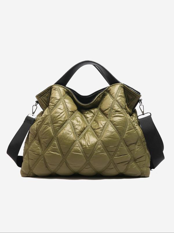 Women's Padded Quilted Design Tote Bag, 2024 New Style Fashionable Shoulder Bag for Daily Used, Casual Trendy Versatile High-quality Daily Commuting Bag