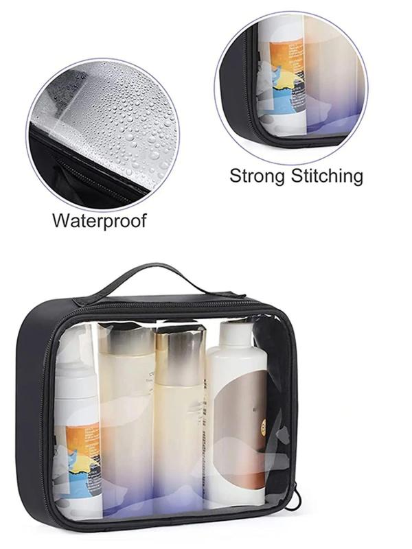 Simple Design Transparent Travel Toiletry Bag, Large Capacity Clear Cosmetic Bag, Portable Toiletry Bag for Daily Used & Travel