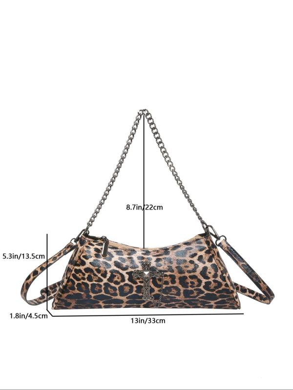 Fashion Leopard Pattern Criss Cross Design Crossbody Bag for Women, Casual Pu Leather Zipper Shoulder Bag,  Crossbody Purses 2024, Trendy Versatile Commuting Bag, Girl Fashionable Bag