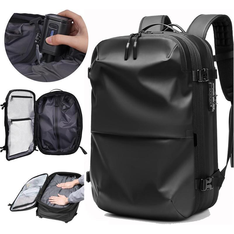 Vaccum Backpack - Multifunctional Large-Max Storage, Minimal Size，Premium Ultra-Fiber Leather， Perfect for Professionals & Travelers，Waterproof Protection，TravelEssential  ， Super Large Capacity， Space-Saving Design，