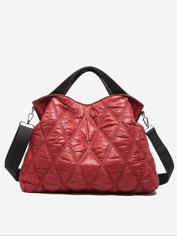 Women's Padded Quilted Design Tote Bag, 2024 New Style Fashionable Shoulder Bag for Daily Used, Casual Trendy Versatile High-quality Daily Commuting Bag