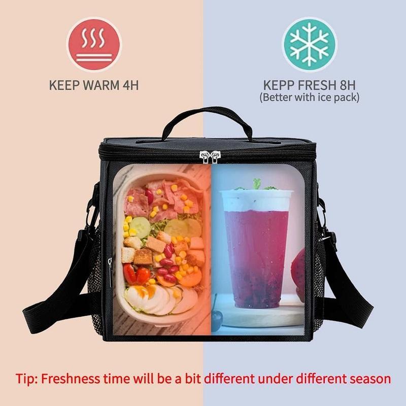 Insulated Lunch Bag, Portable Large Capacity Insulated Cooler Bag with Adjustable Shoulder Strap, Multi-purpose Lunch Bag for Home Outdoor Camping Picnic, Kitchen Gadgets