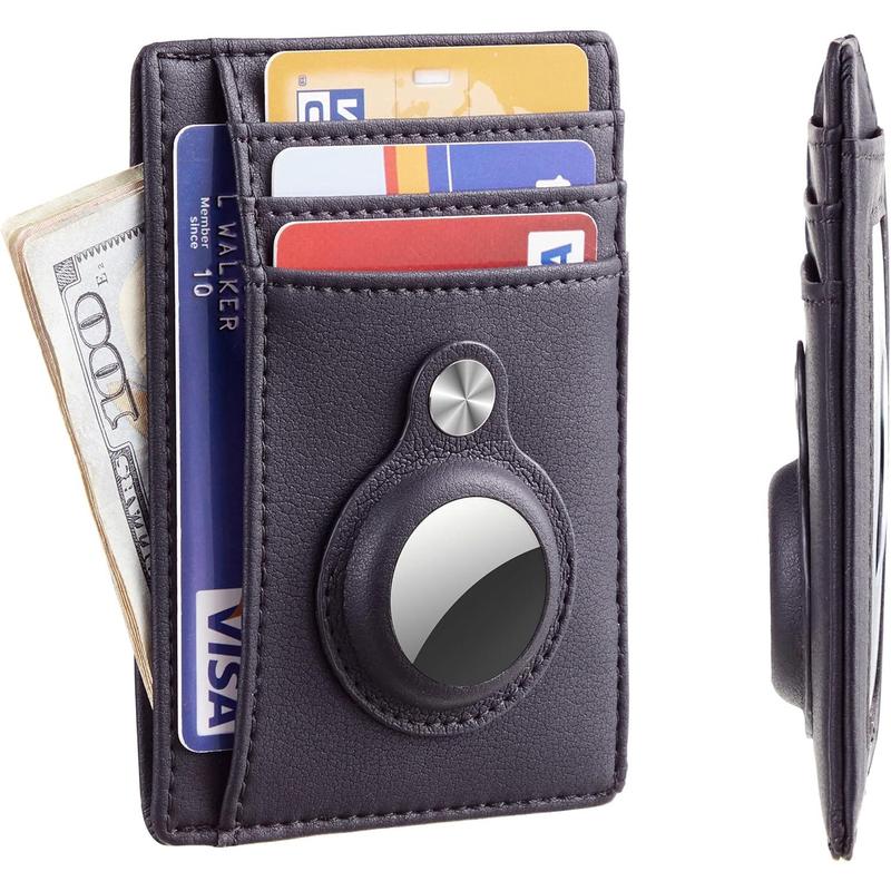 Slim Minimalist Front Pocket Wallet with Built-in Case Holder for AirTag